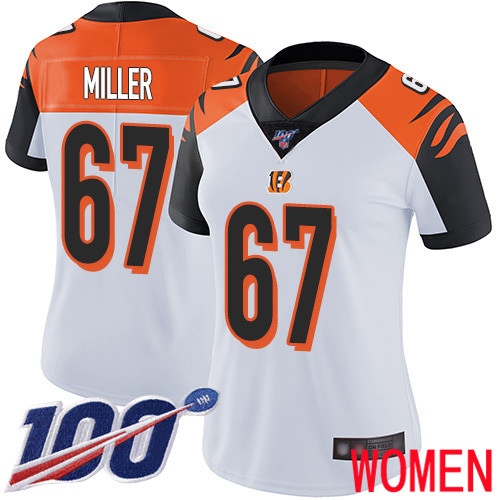 Cincinnati Bengals Limited White Women John Miller Road Jersey NFL Footballl #67 100th Season Vapor Untouchable